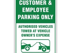 CUSTOMER EMPLOYEE PARKING ONLY SIGN
